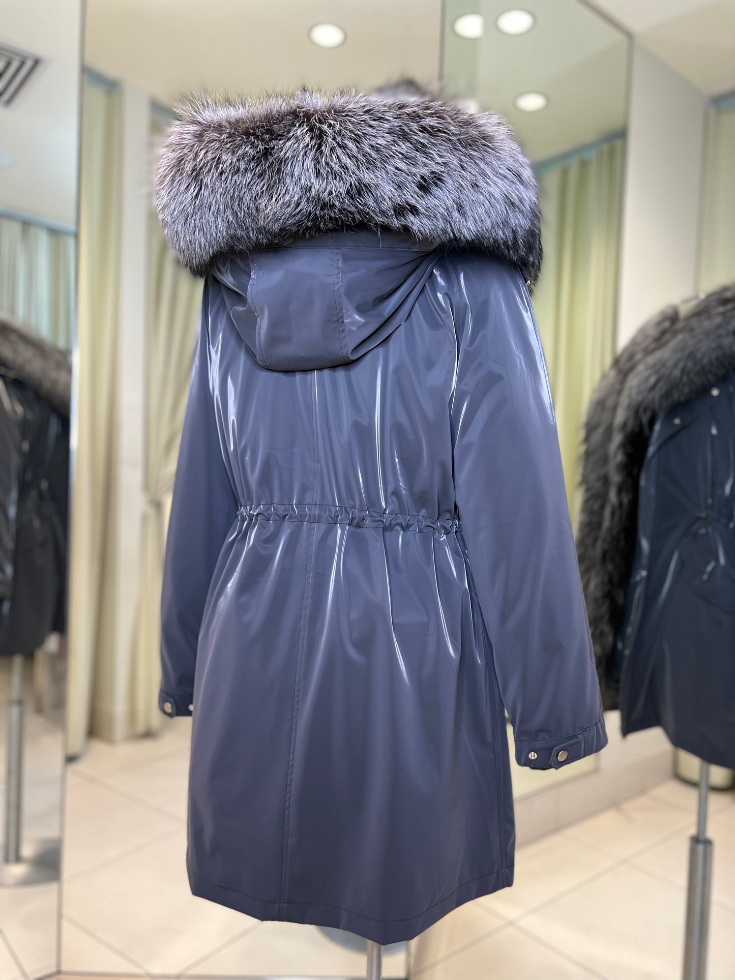 Genuine Silver Fox Fully Lined Hood Rabbit Insulated Parka