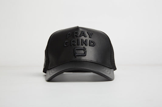 Pray Grind Repeat- Asphalt Leather / Signature Series Snap-Back - Concordia Style Boutique