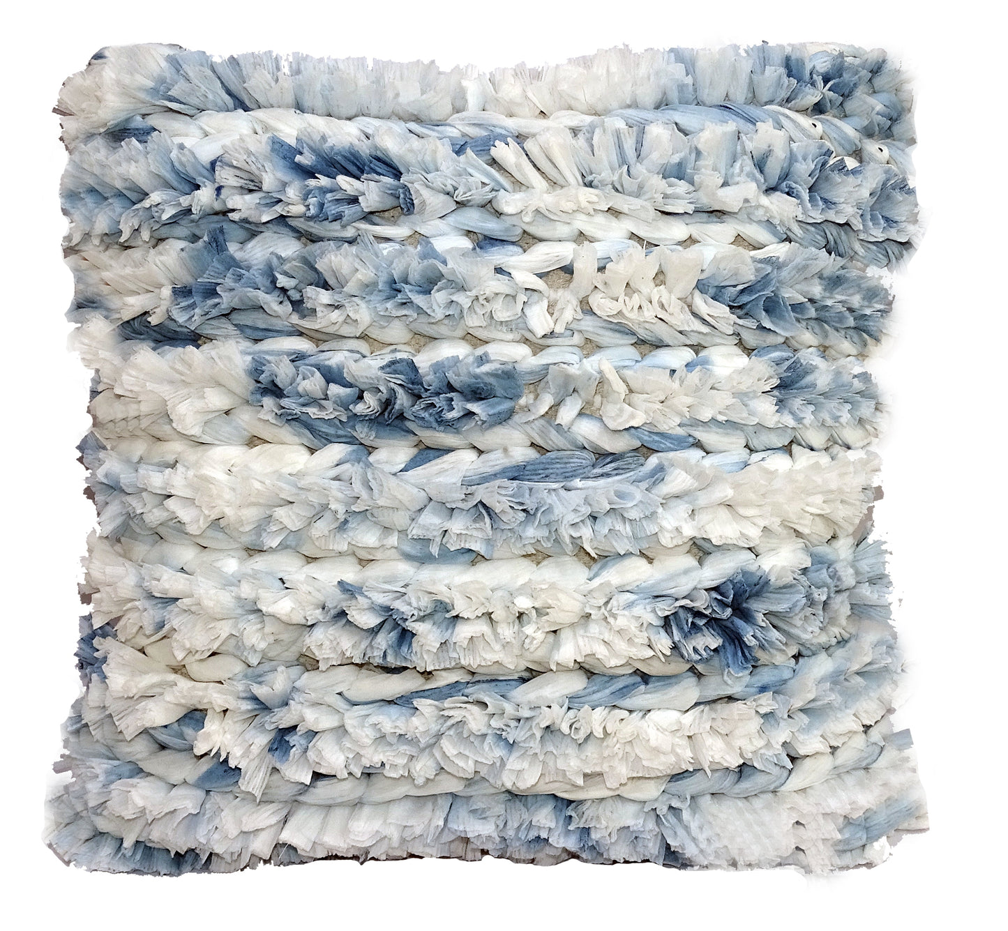 Throw Pillow Cover Blue & White Furry