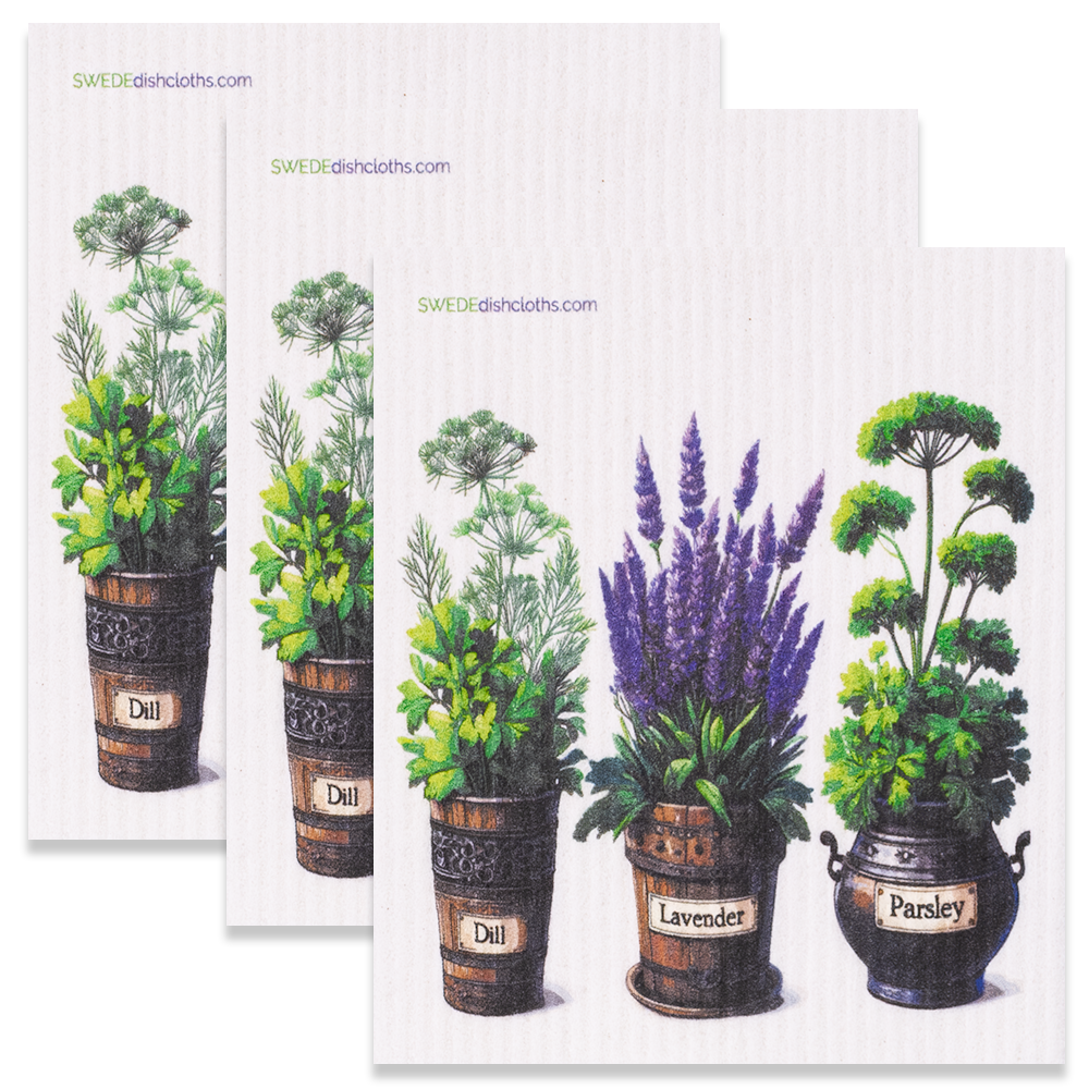 Eco-Friendly Swedish Dishcloths - Dill-Lavender-Parsley Set of 3 (Paper Towel Replacements) - Concordia Style Boutique