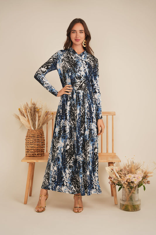 Printed Pleated Wrap Dress - Concordia Style Boutique