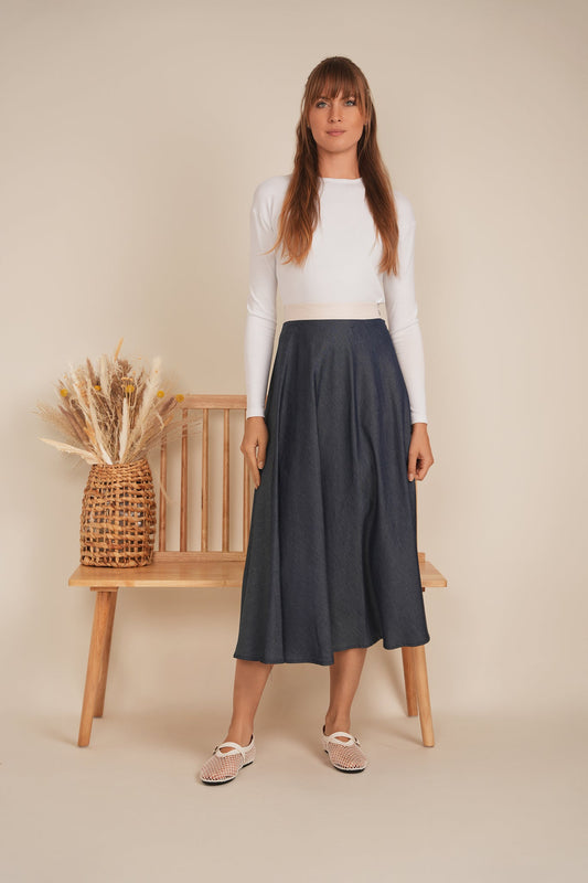 Stretch Leather Waistband Skirt - Concordia Style Boutique