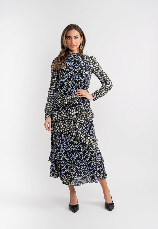 Ruffle Floral Printed Dress - Concordia Style Boutique