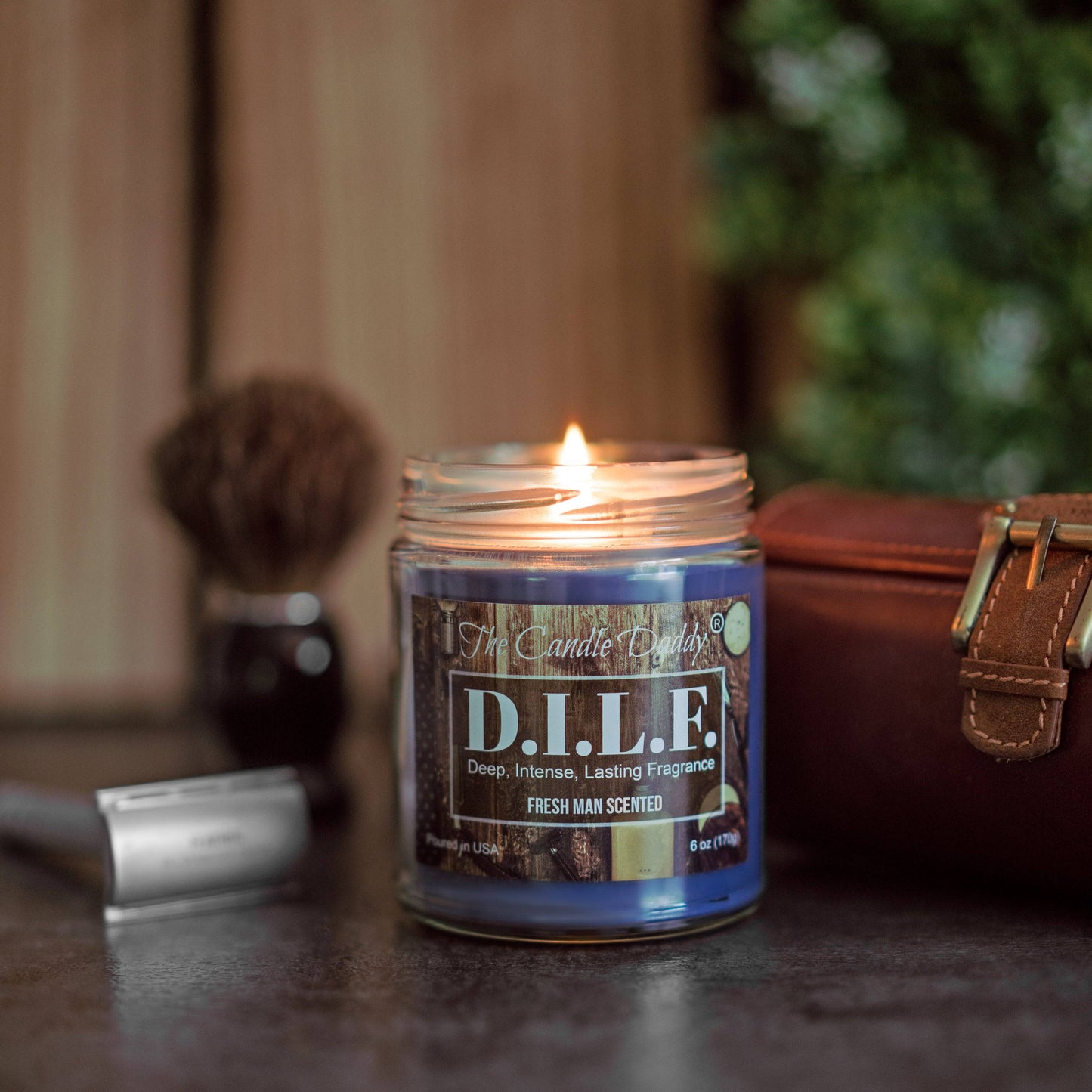 DILF (D.I.L.F.) - Fresh Man Scented - Funny 6 Oz Jar Candle - 40 Hour Burn Time