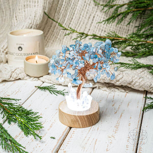 Guardian Angel Lamp of Protection - Aquamarine Tree - Concordia Style Boutique
