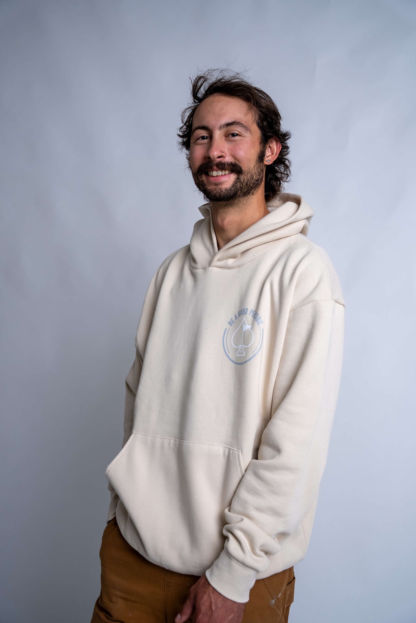 Be A Good Person X Pins and Aces Relax Hood Hoodie - Cream