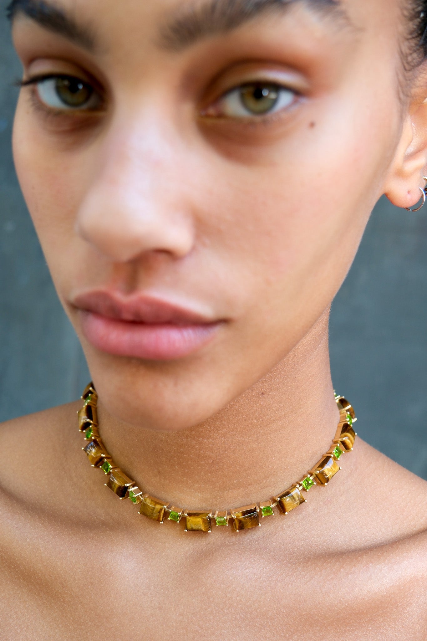 Battlement Choker in Genuine Tiger Eye And Poison Dart (Gold) SHIPS IN JANUARY