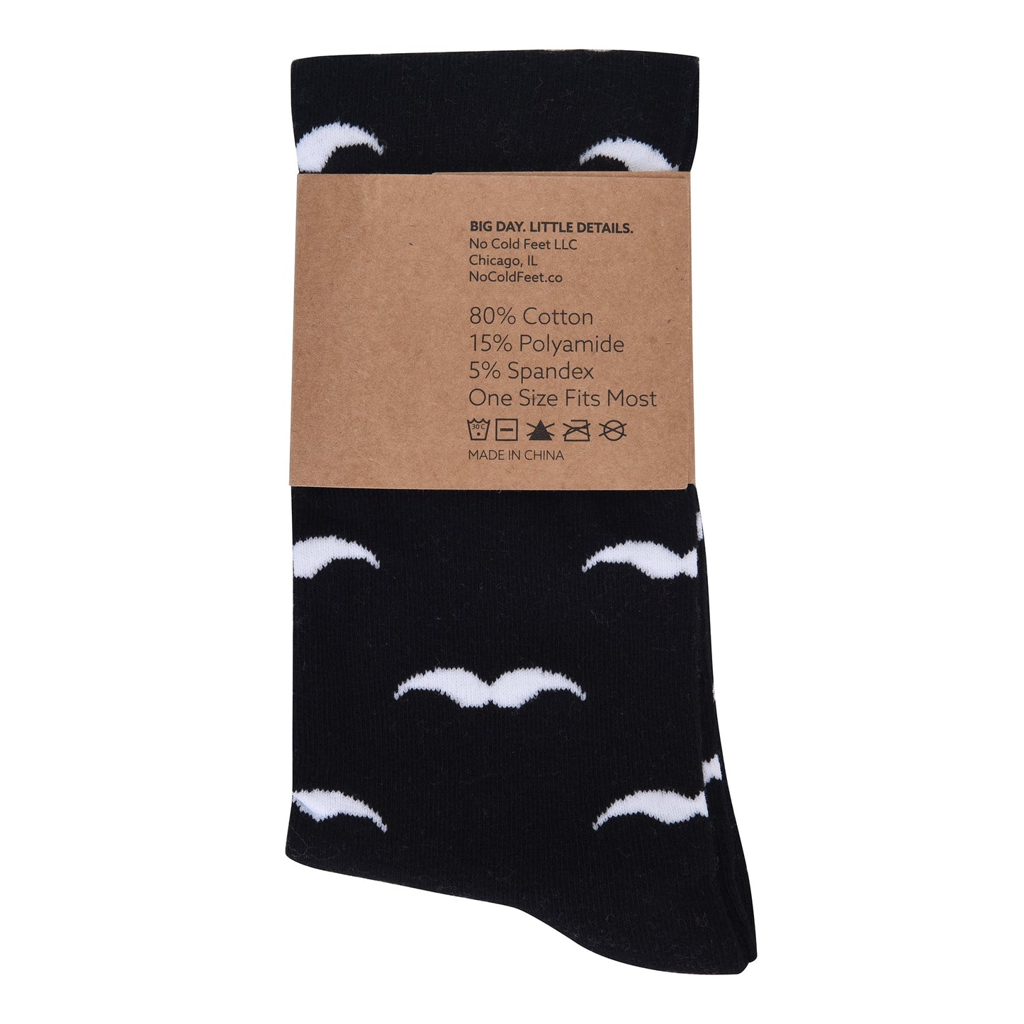 Black with White Mustache Socks