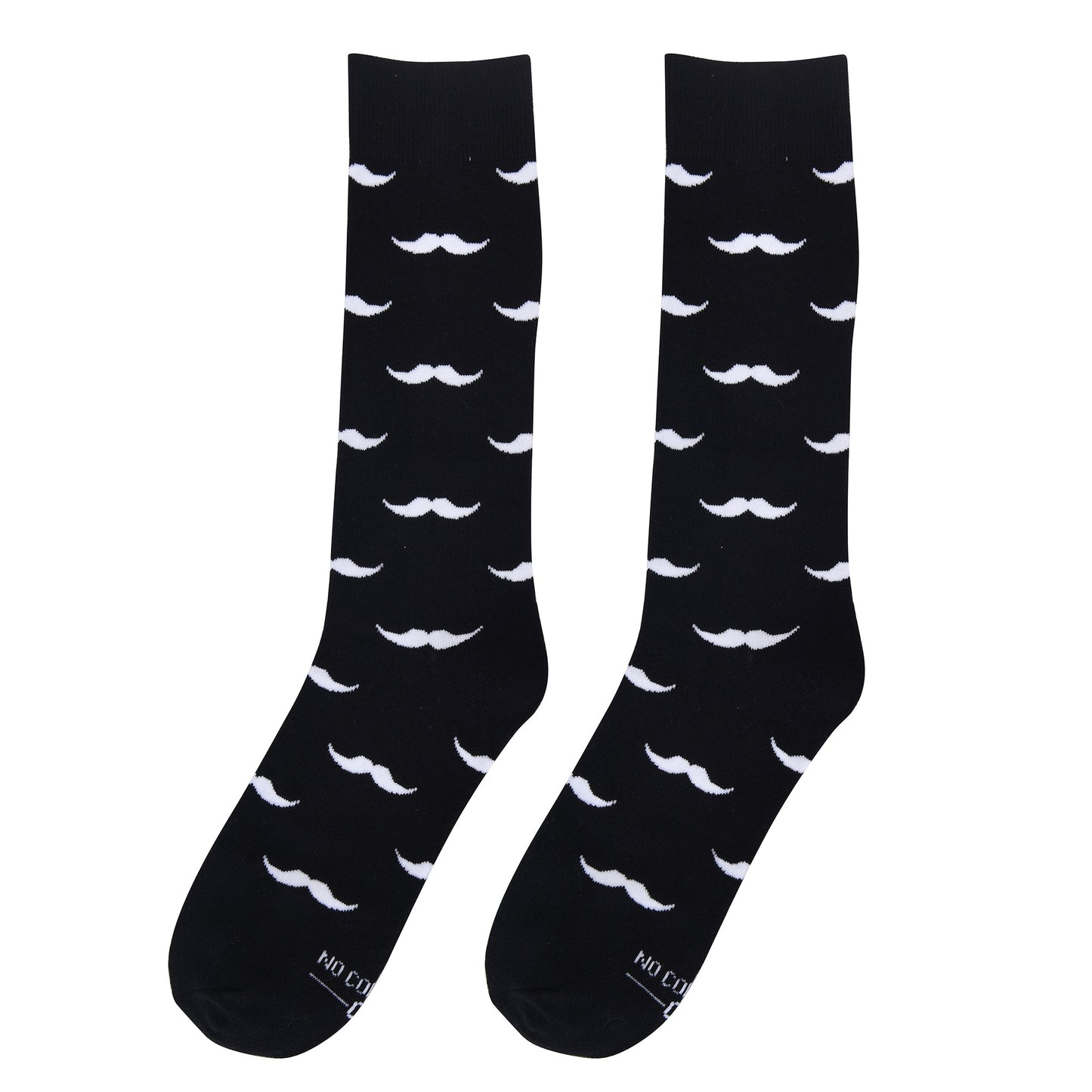 Black with White Mustache Socks
