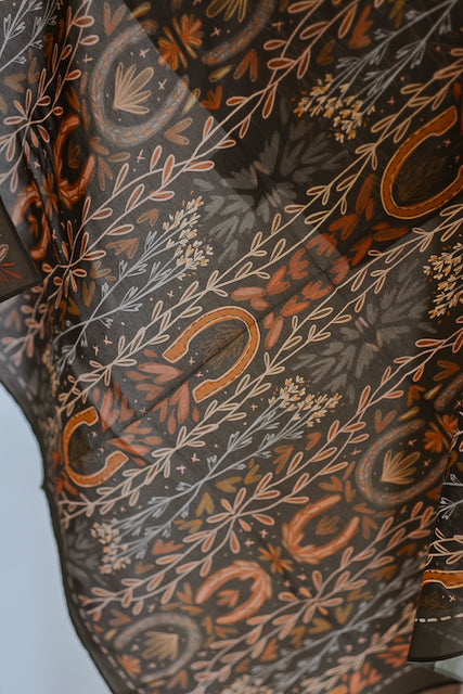 Western Harvest in Deep Juniper Silk Wild Rag Scarf