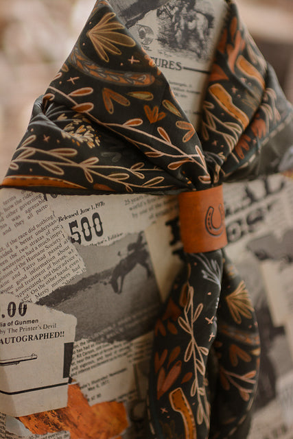 Western Harvest in Deep Juniper Silk Wild Rag Scarf