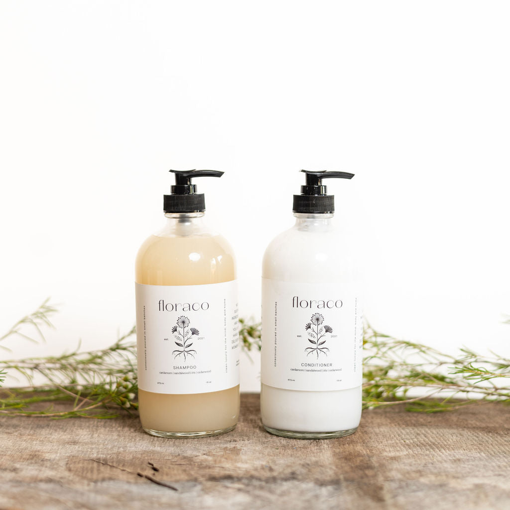 Floraco Refillable Glass Hand Soap: Cedarwood, Sandalwood, Iris and Cardamom