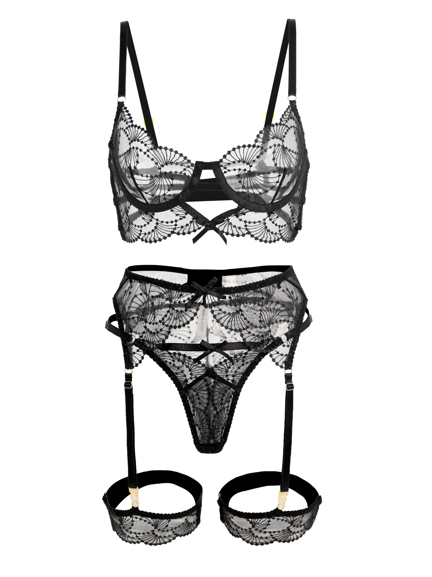 Ultra-Thin Sheer Black Embroidery Lingerie Set - Concordia Style Boutique