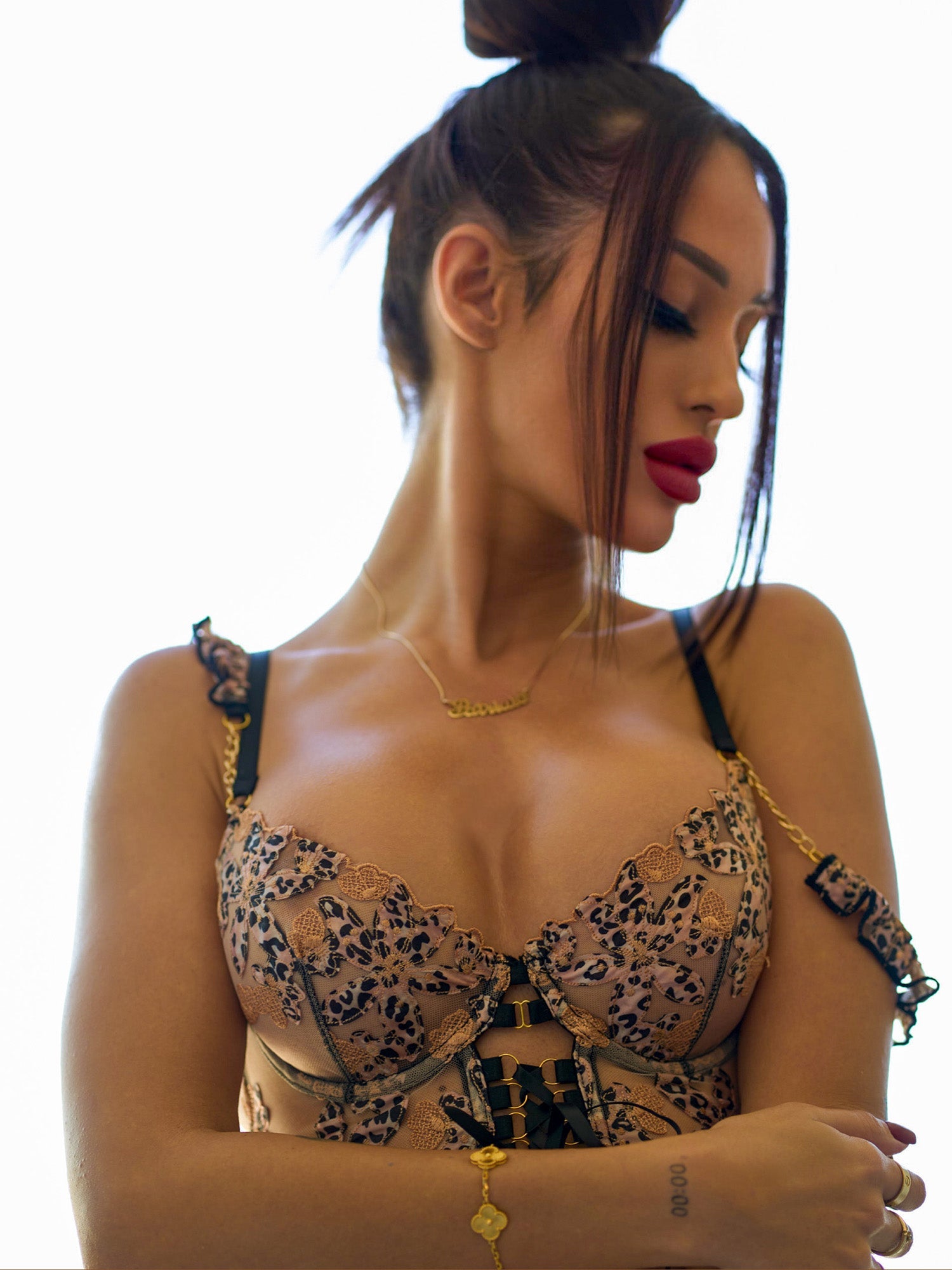 Leopard Flower Lace Lingerie Set - Concordia Style Boutique