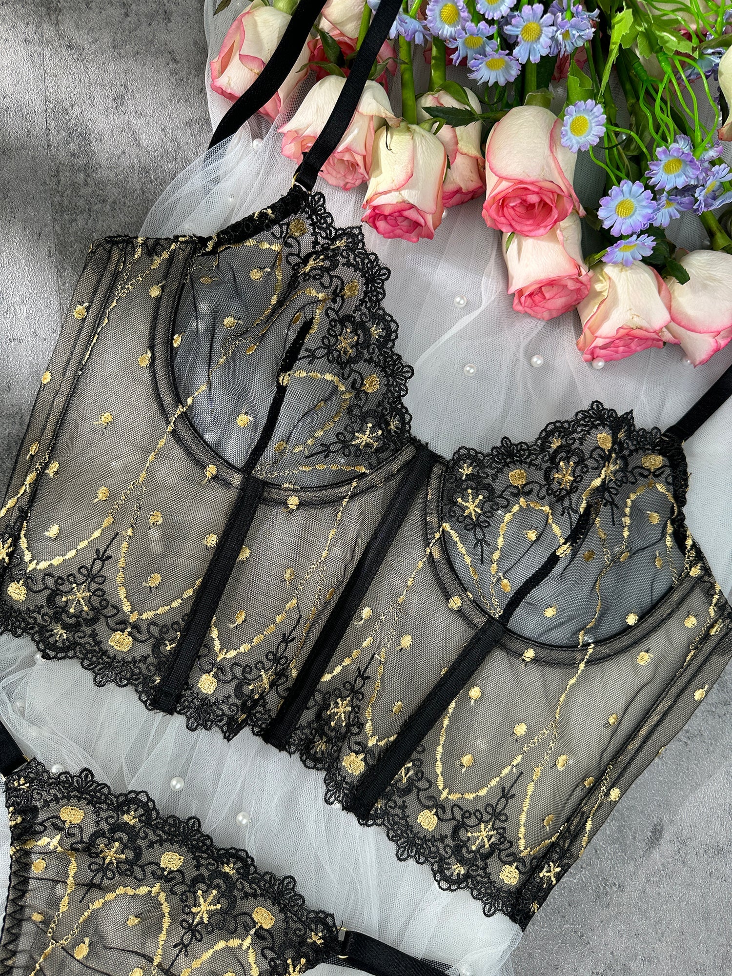 Chic Luxe Noir & Gold Lingerie Set - Concordia Style Boutique