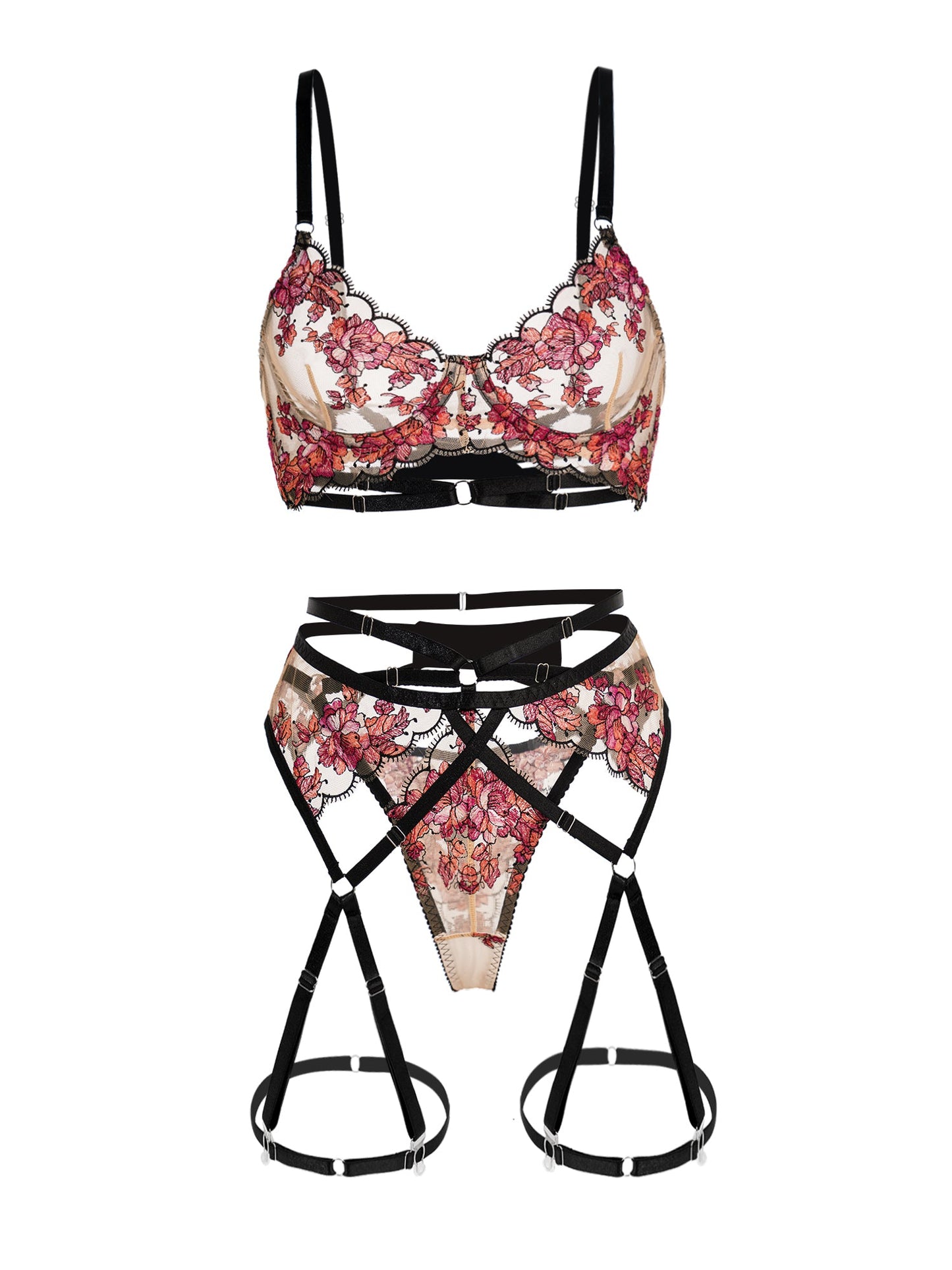 Floral Sheer Lace Lingerie Set - Concordia Style Boutique