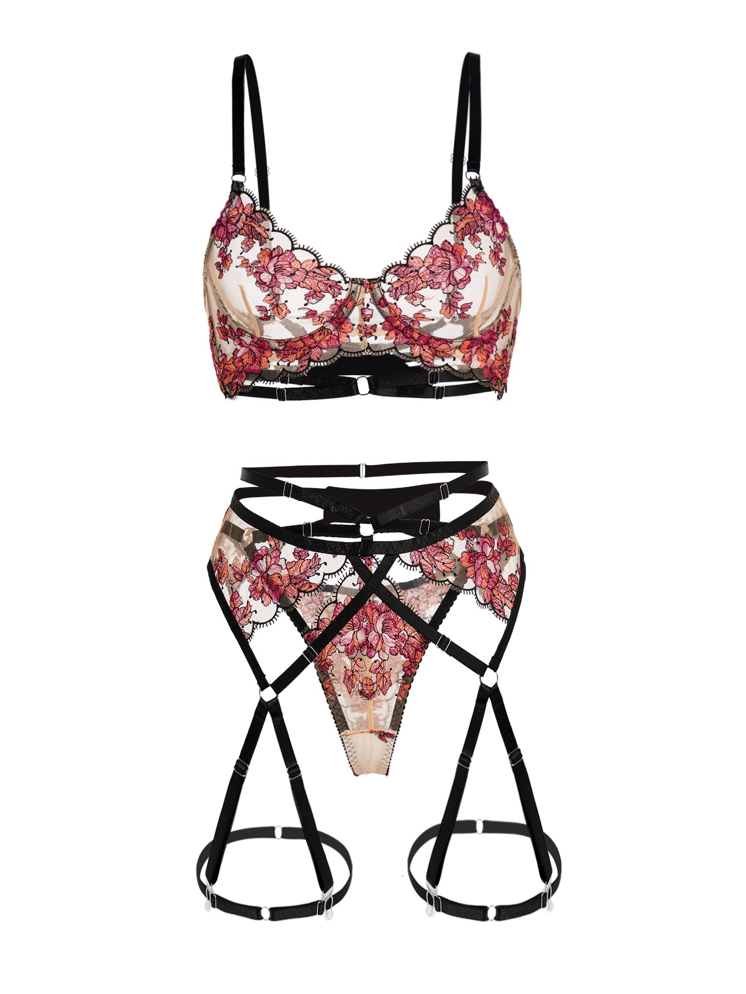 Floral Sheer Lace Lingerie Set - Concordia Style Boutique