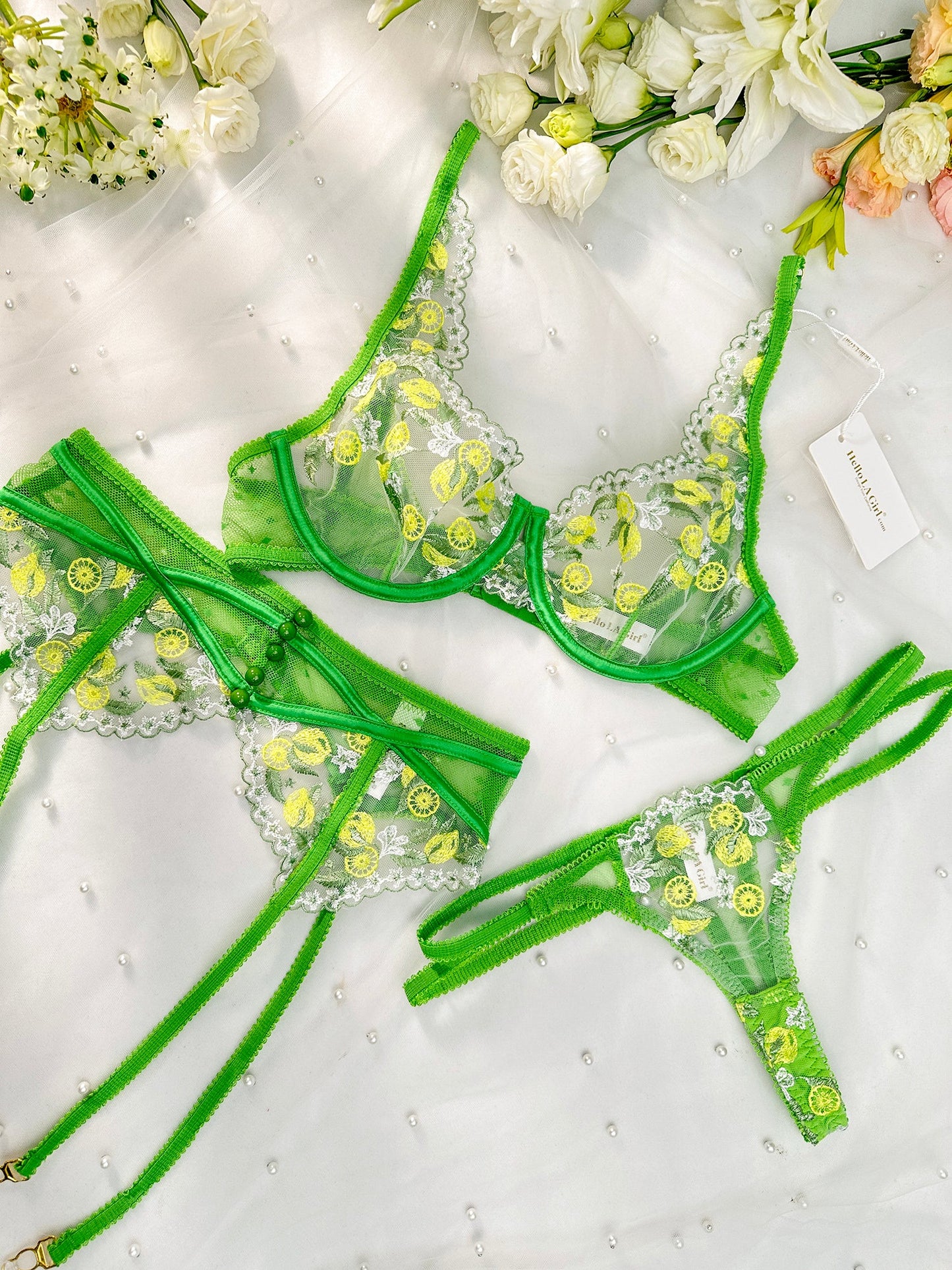 Fresh Lemon Embroidery Lingerie Set - Concordia Style Boutique