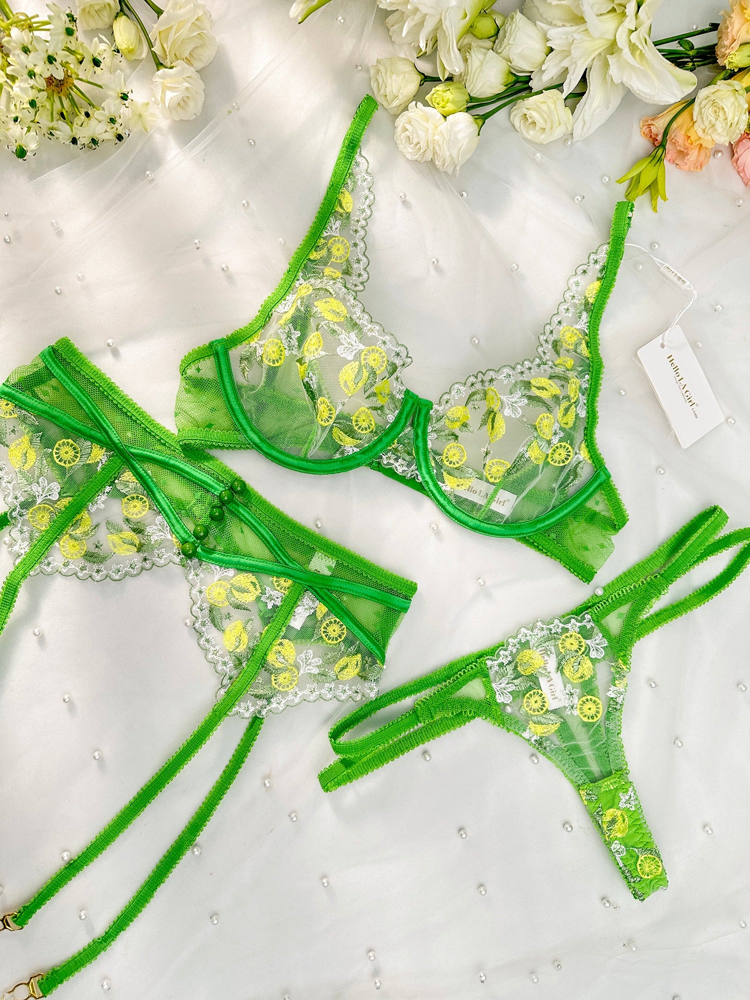 Fresh Lemon Embroidery Lingerie Set - Concordia Style Boutique