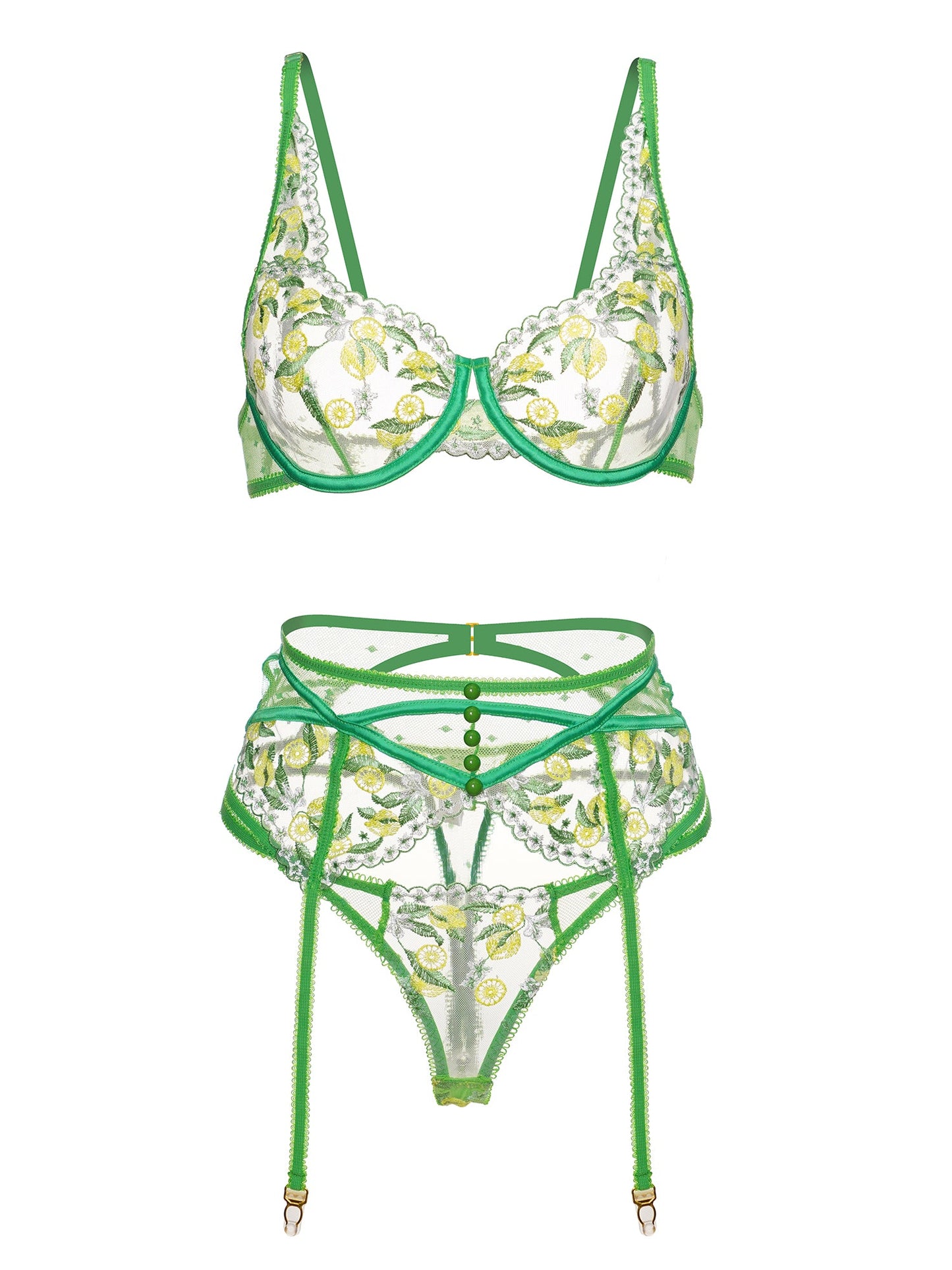 Fresh Lemon Embroidery Lingerie Set - Concordia Style Boutique
