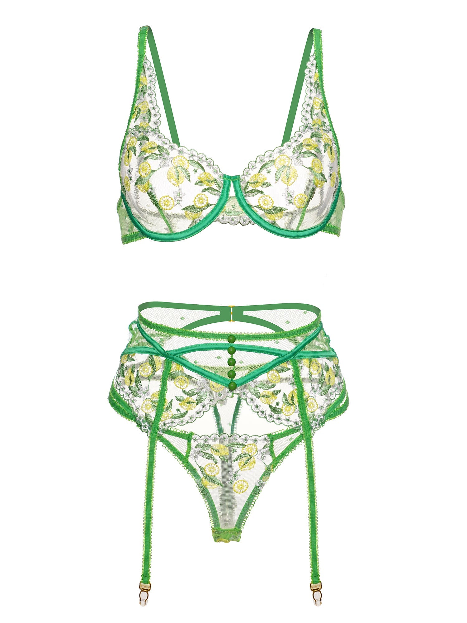 Fresh Lemon Embroidery Lingerie Set - Concordia Style Boutique