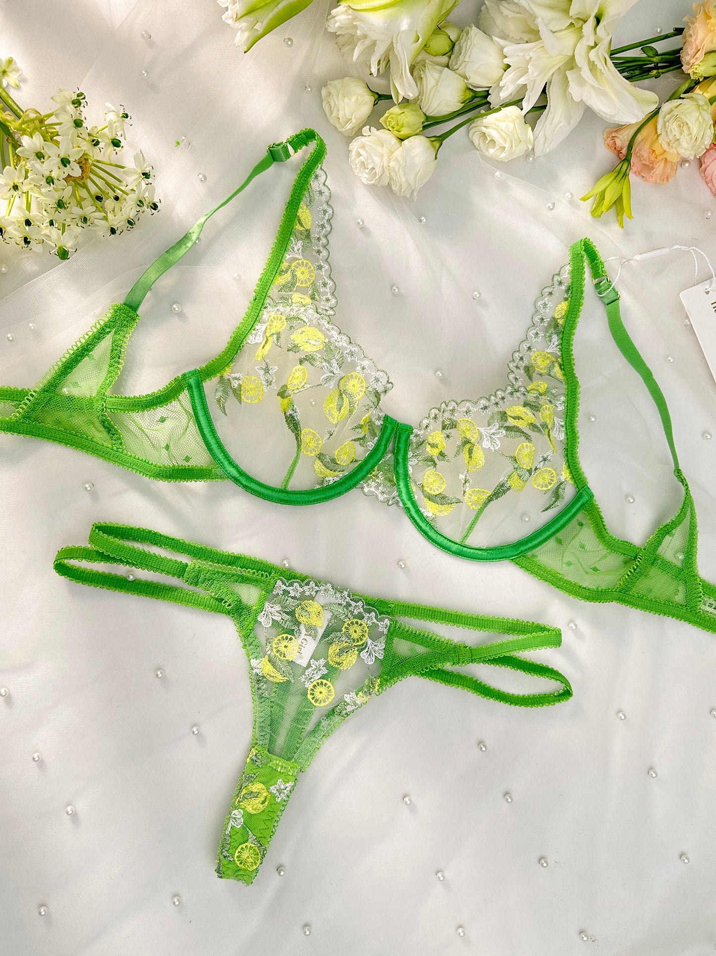 Fresh Lemon Embroidery Lingerie Set - Concordia Style Boutique