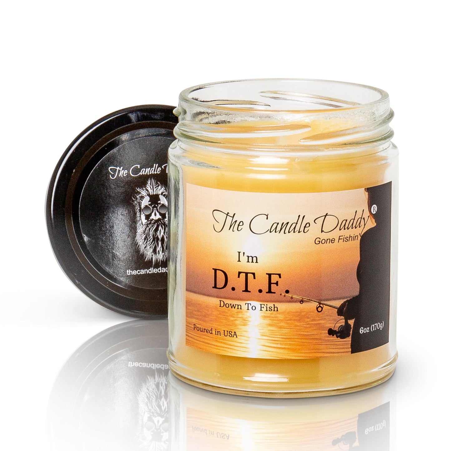 The Candle Daddy's Gone Fishin' - D.T.F. "Down To Fish" - Ocean Breeze Scented Melt- Maximum Scent Jar Candle - 6 oz- 40 hour burn time