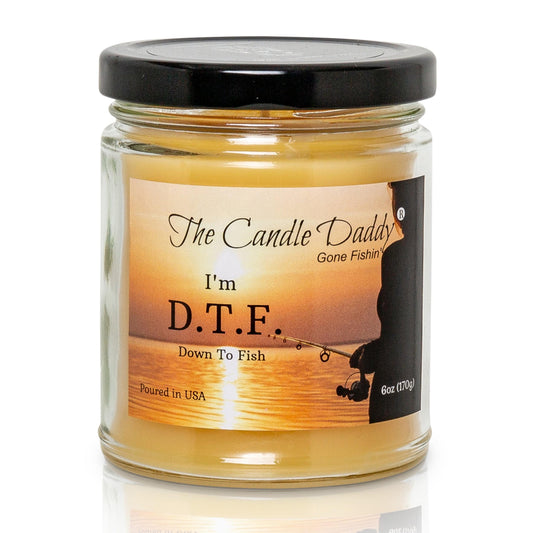 The Candle Daddy's Gone Fishin' - D.T.F. "Down To Fish" - Ocean Breeze Scented Melt- Maximum Scent Jar Candle - 6 oz- 40 hour burn time