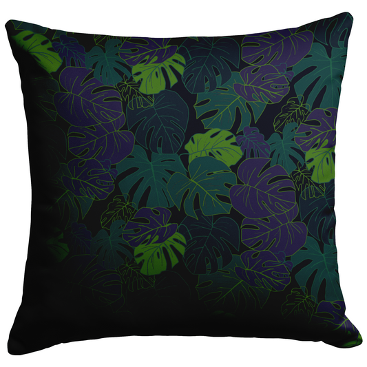 "Dark Monstera" Throw Pillow