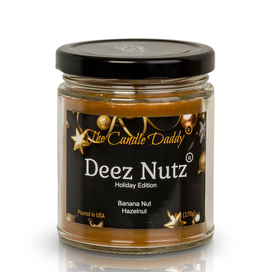 FREE SHIPPING - Deez Nutz Holiday Edition Candle - Funny Banana Nut Bread Scented Candle - Funny Holiday Candle for Christmas, New Years - Long Burn Time, Holiday Fragrance, Hand Poured in USA - 6oz