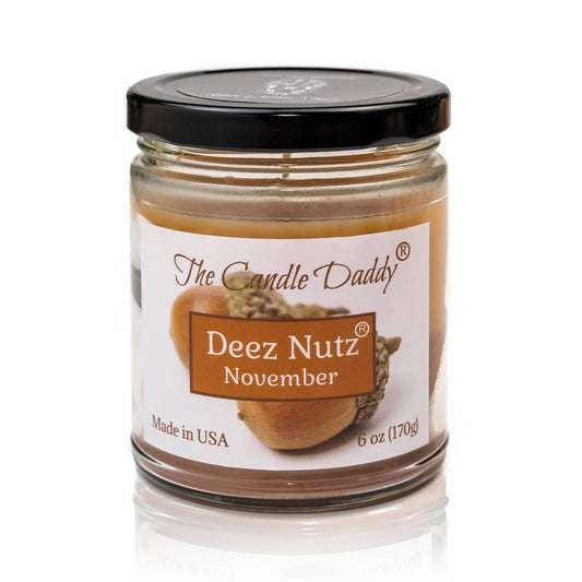 Deez Nutz November - Banana Nut Bread Scented - Funny 6 Oz Jar Candle - 40 Hour Burn