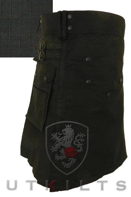 Utility Kilt – GlenTorin, Black Ripstop