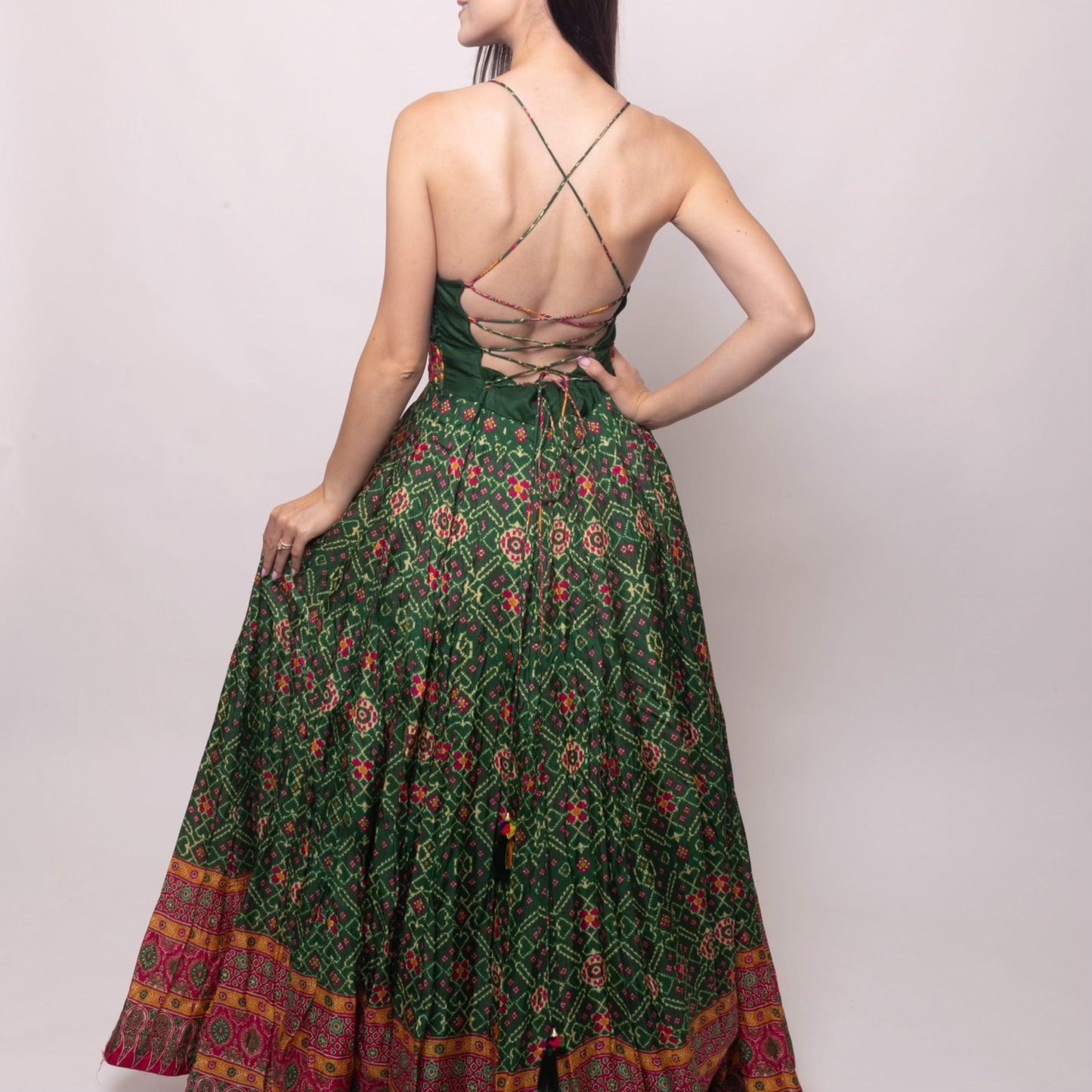 Denica Green Open Back Dress