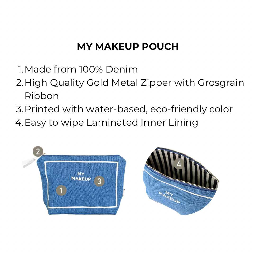 My Makeup Pouch, Coated Lining, Denim - Concordia Style Boutique