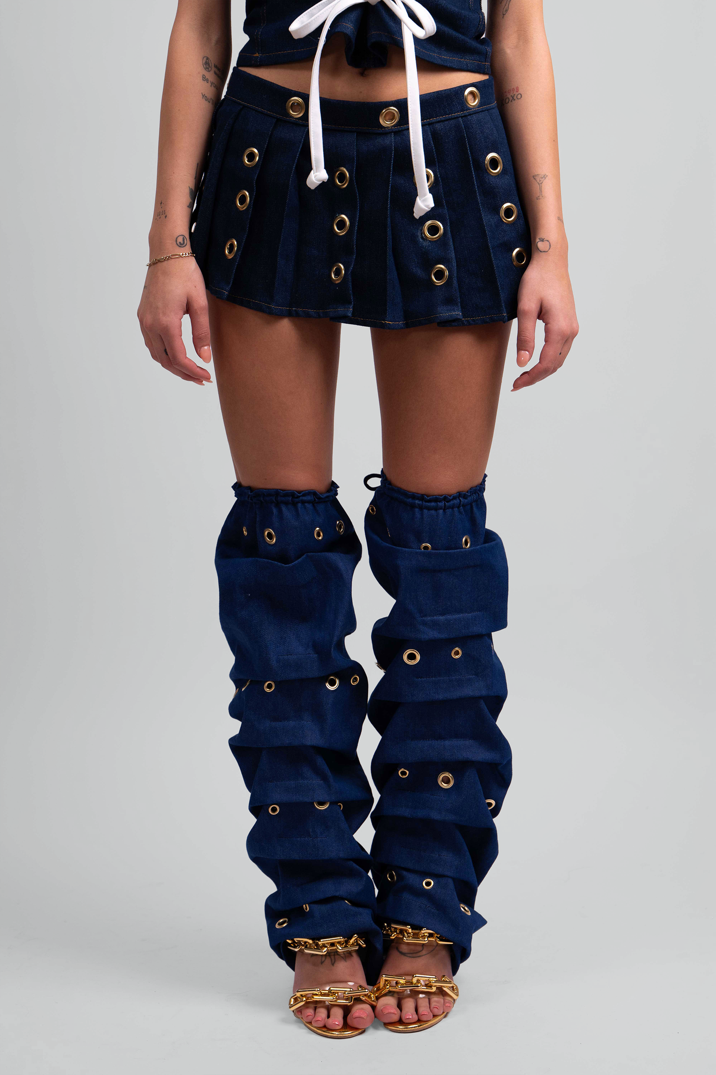 Destiny Pleated Denim Mini Skirt