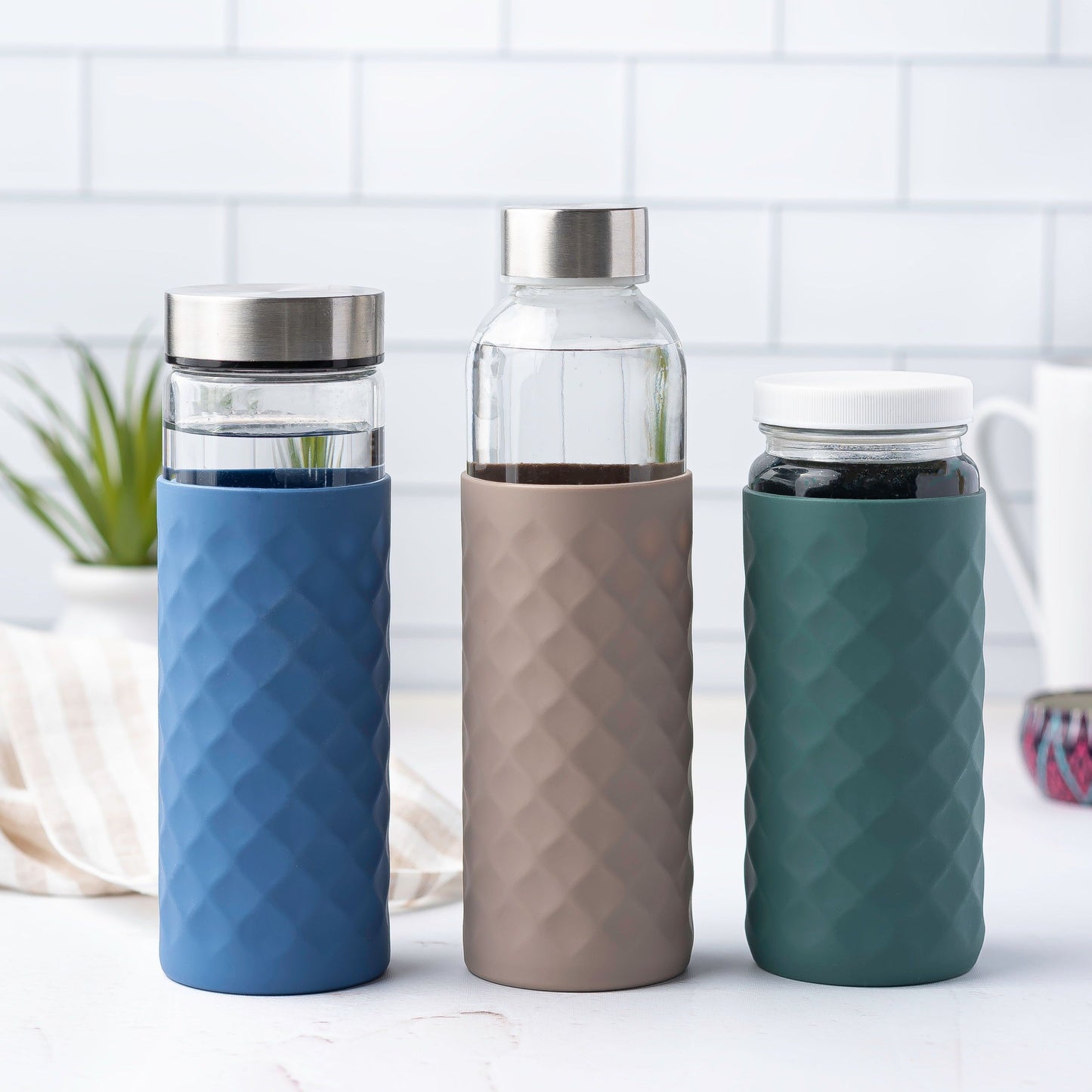 Diamond Lattice Silicone Bottle Sleeves Set, for 16oz Bottles