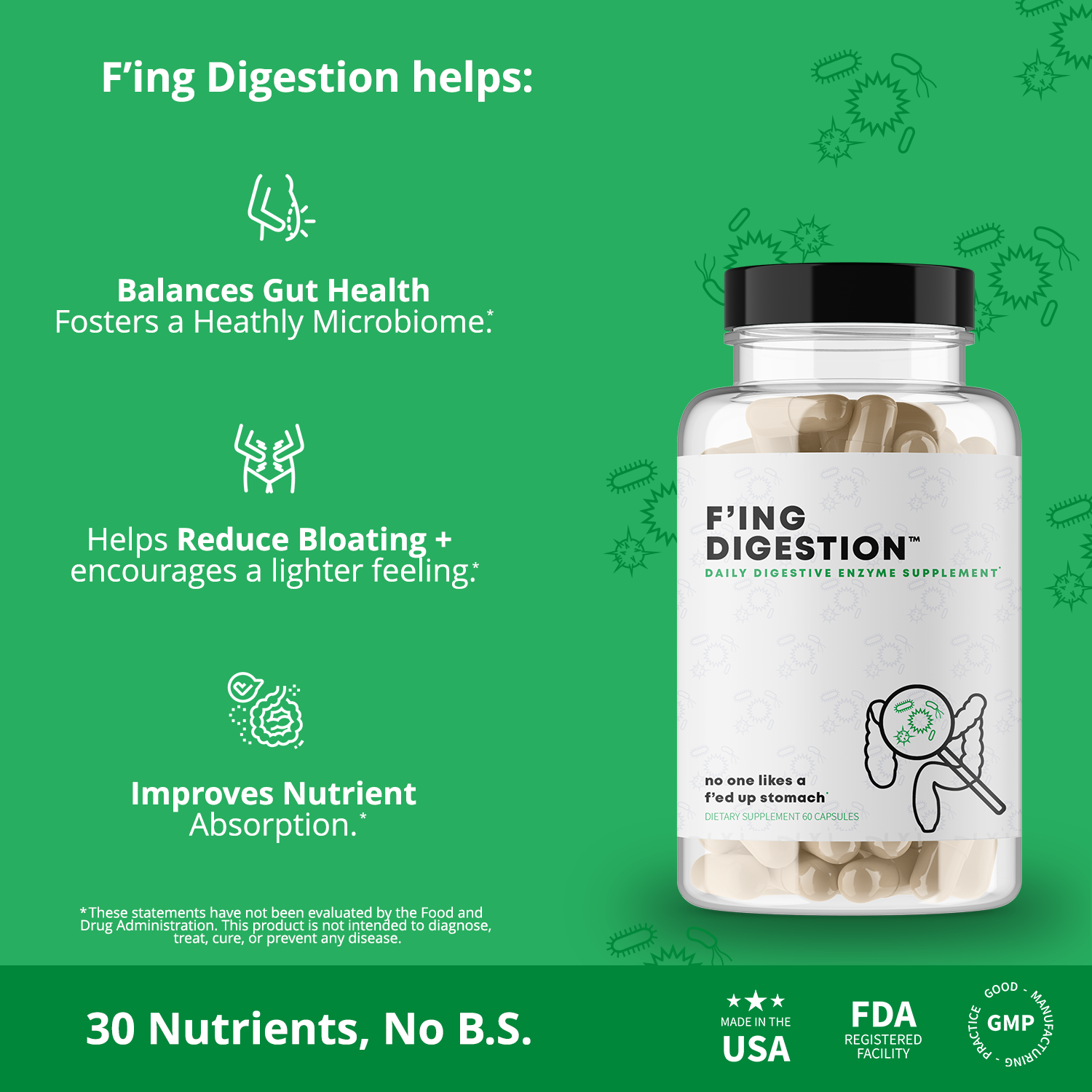 F'ing Digestion - Daily Digestive Enzyme + Probiotic Supplement - Concordia Style Boutique
