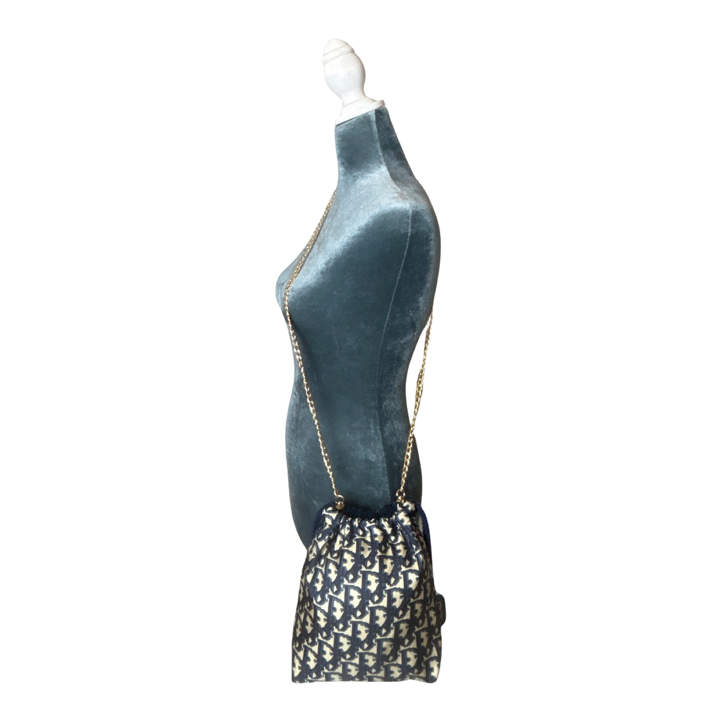 Trotter Blue Vintage Scarf Drawstring Crossbody Bag