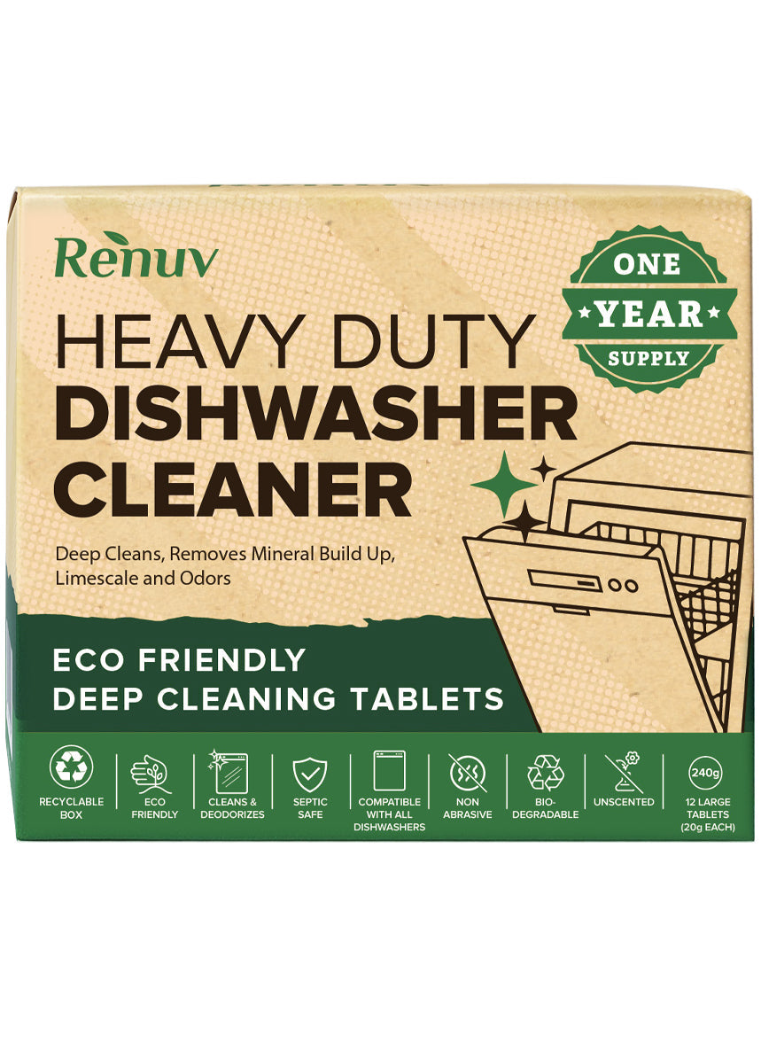 Dishwasher Cleaner and Deodorizer Tablets, Heavy Duty Deep Cleaning Descaler Removes Odor, Calcium, Limescale, Hard Water Marks - 1 Year Supply - Premium Dishwasher Cleaner from Renuv - Just $18.99! Shop now at Concordia Style Boutique