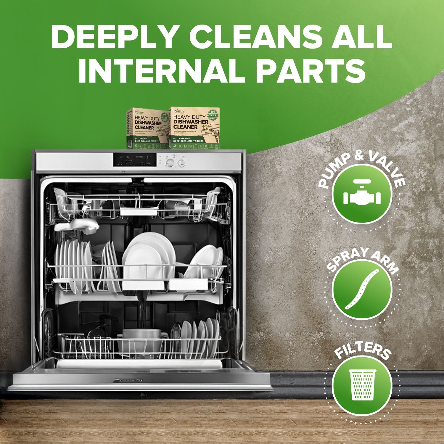 Dishwasher Cleaner and Deodorizer Tablets, Heavy Duty Deep Cleaning Descaler Removes Odor, Calcium, Limescale, Hard Water Marks - 1 Year Supply - Premium Dishwasher Cleaner from Renuv - Just $18.99! Shop now at Concordia Style Boutique