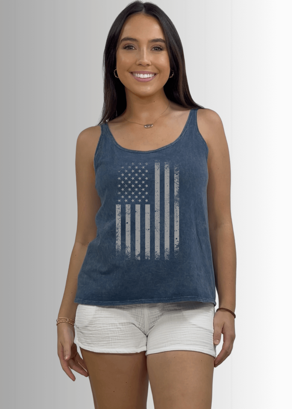Distressed American Flag Graphic Premium Cotton Tank - Concordia Style Boutique