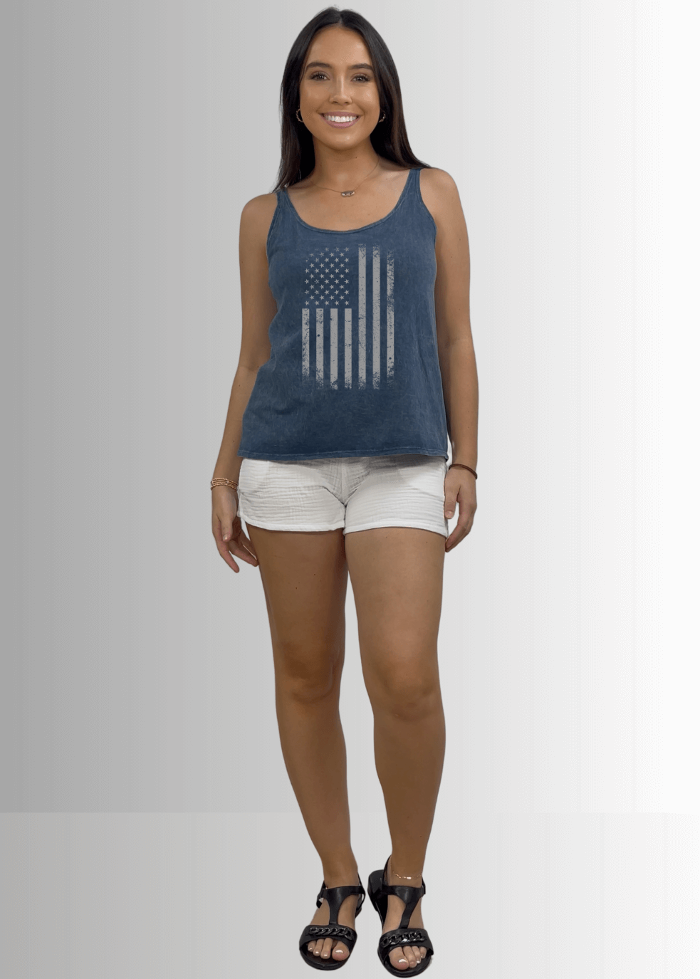 Distressed American Flag Graphic Premium Cotton Tank - Concordia Style Boutique