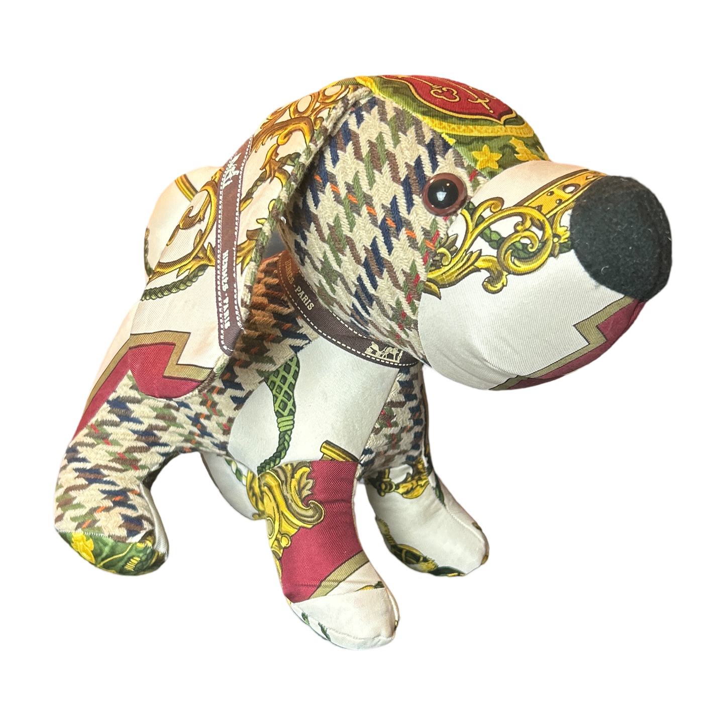 Cles Vintage Silk Scarf Patchwork Puppy