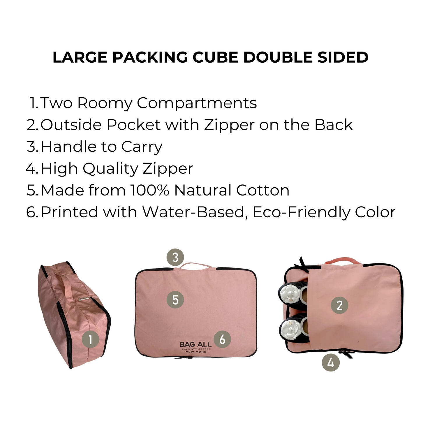 Large Packing Cube, Double Sided, Pink/Blush - Concordia Style Boutique