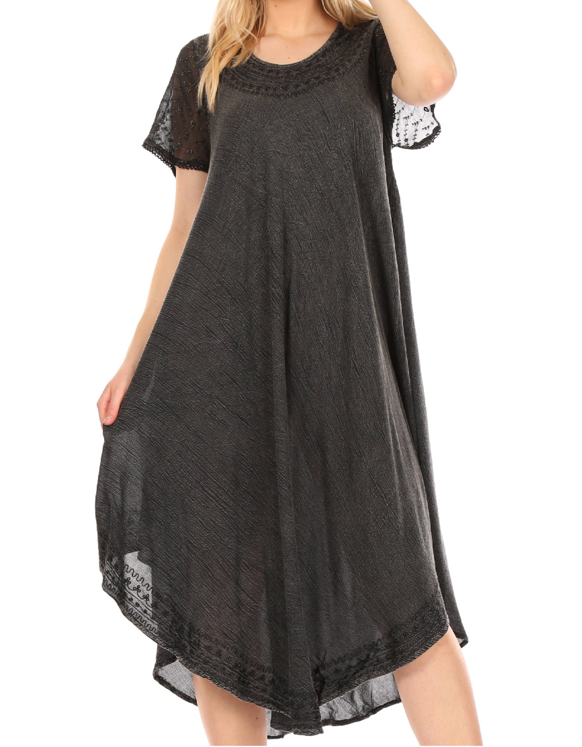 Sakkas Everyday Essentials Cap Sleeve Caftan Dress / Cover Up - Concordia Style Boutique