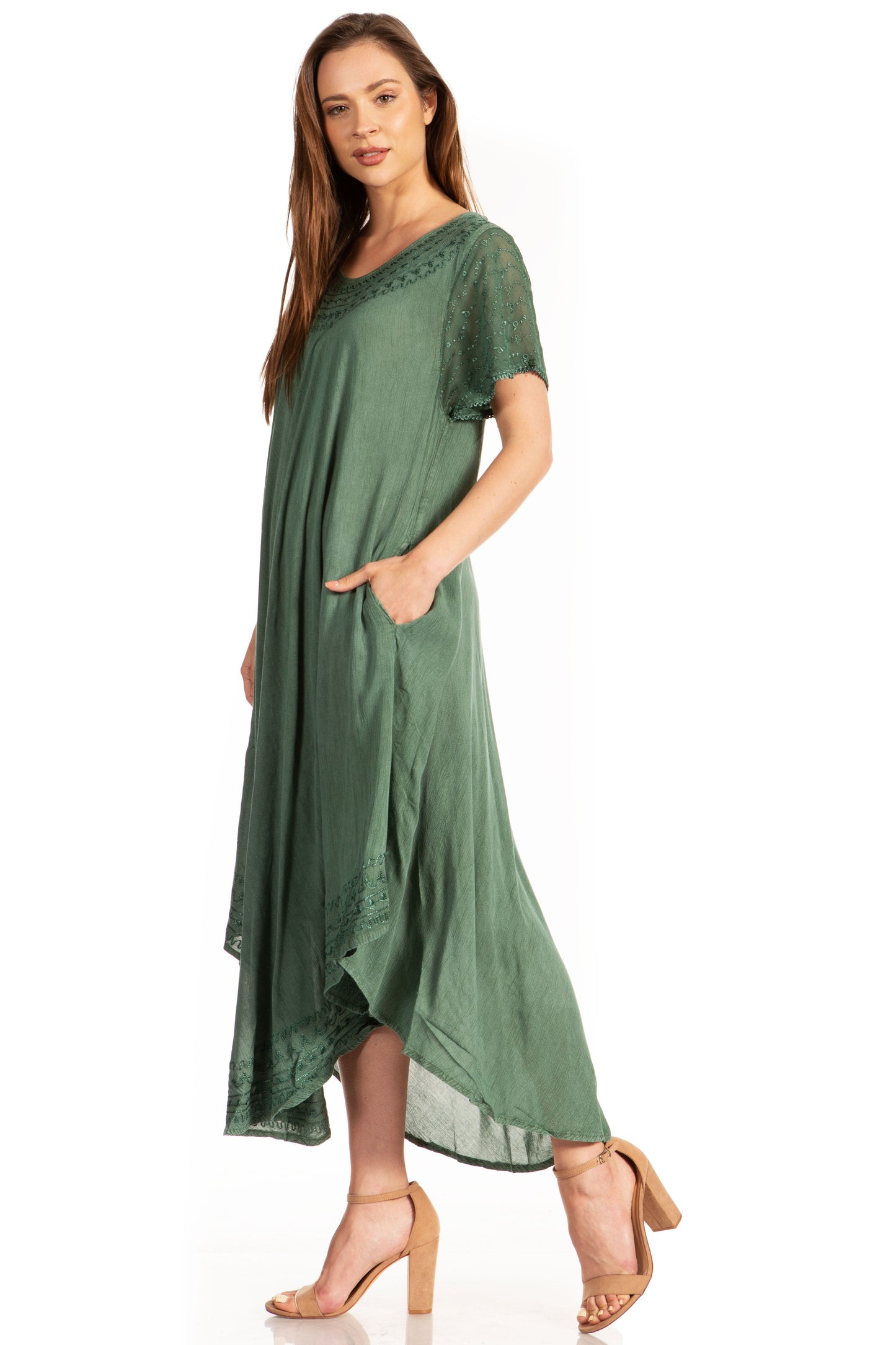 Sakkas Everyday Essentials Cap Sleeve Caftan Dress / Cover Up - Concordia Style Boutique