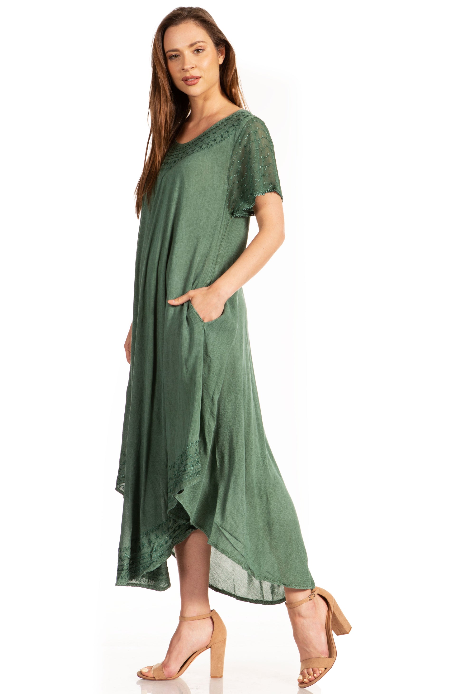 Sakkas Everyday Essentials Cap Sleeve Caftan Dress / Cover Up - Concordia Style Boutique