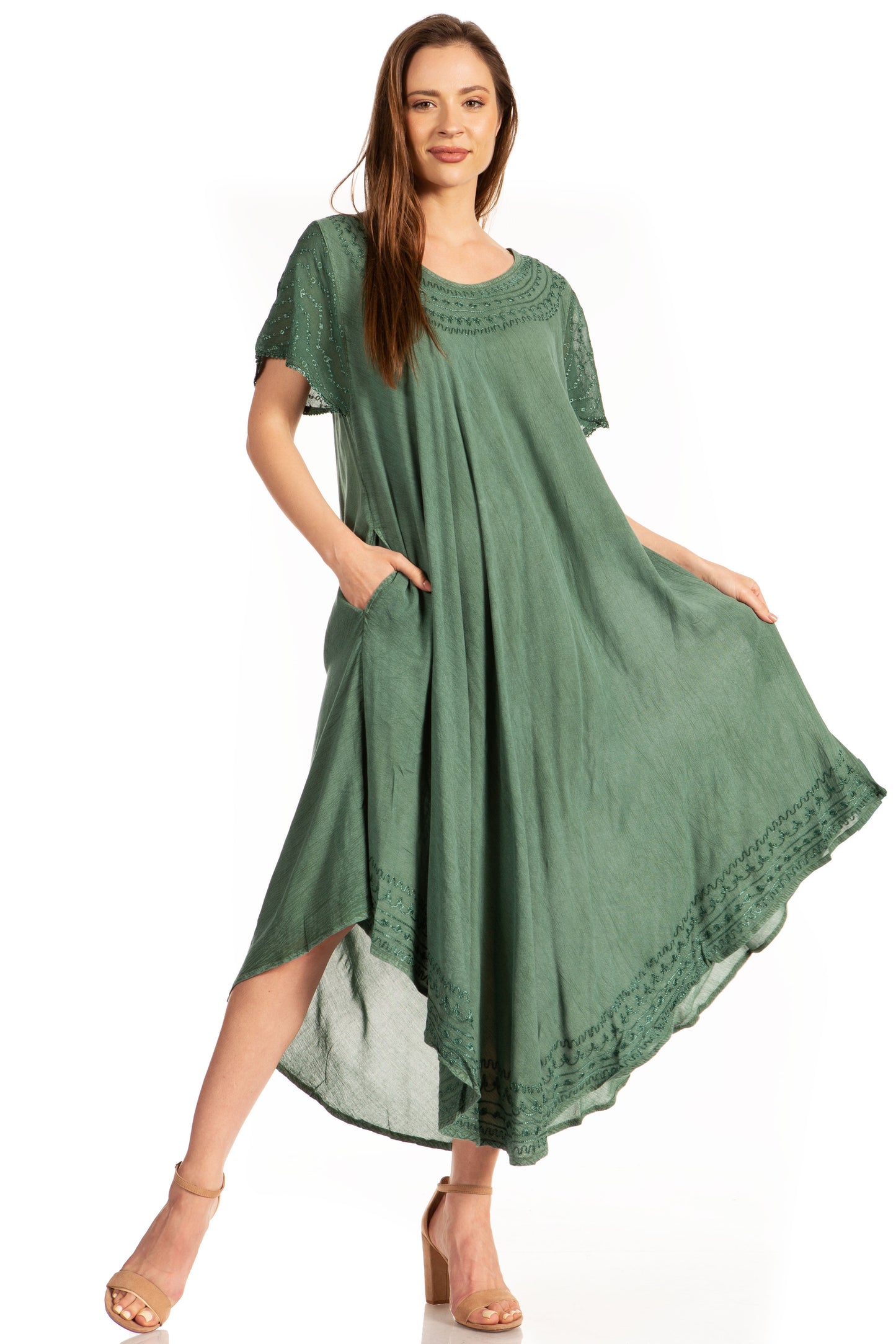 Sakkas Everyday Essentials Cap Sleeve Caftan Dress / Cover Up - Concordia Style Boutique