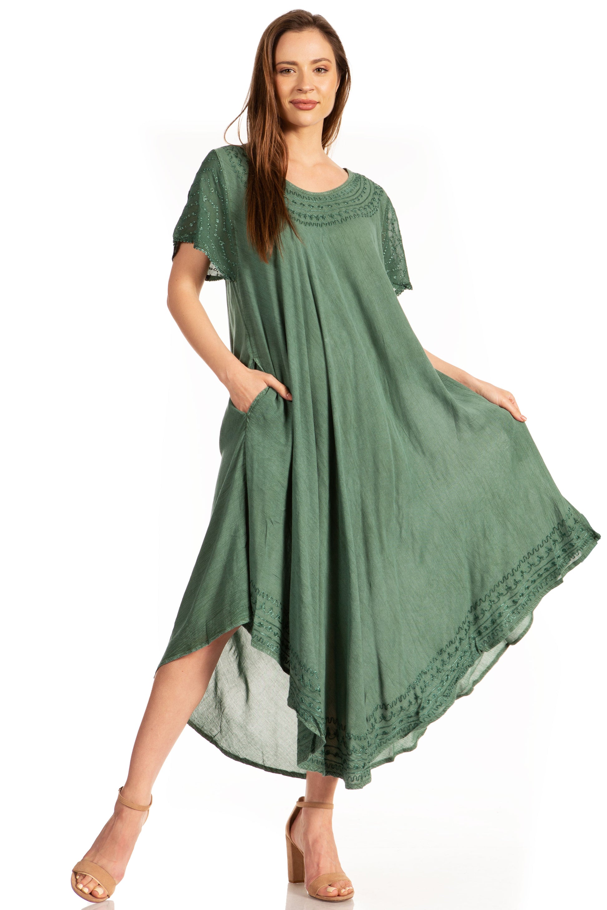 Sakkas Everyday Essentials Cap Sleeve Caftan Dress / Cover Up - Concordia Style Boutique