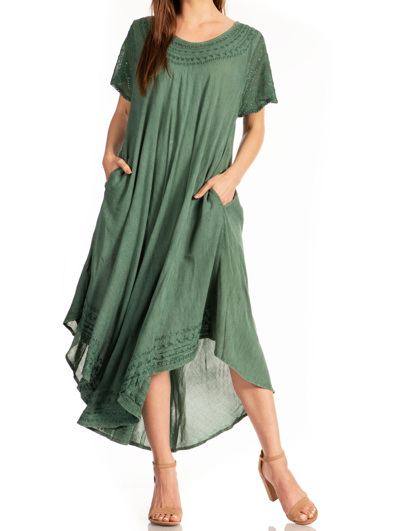 Sakkas Everyday Essentials Cap Sleeve Caftan Dress / Cover Up - Concordia Style Boutique